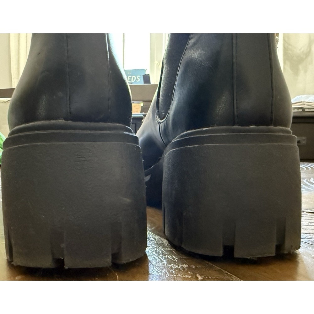 Black Chelsea Boots Embellished with Crystals Chunky Lug Sole Size 8M - Picture 9 of 10